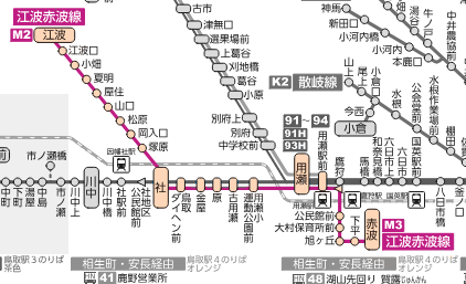 (M2-M3)江波・赤波線路線図